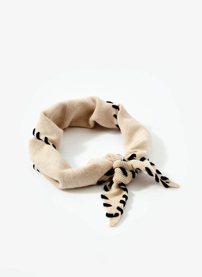 Neutral Whipstitch Triangle Neck Scarf