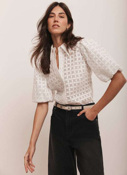 White Applique Petal Shirt