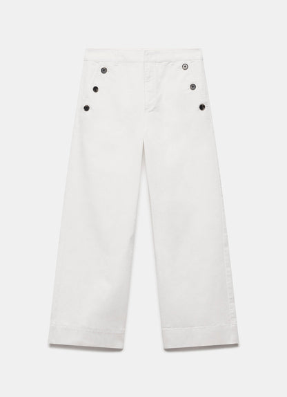 White Button Detail Trousers