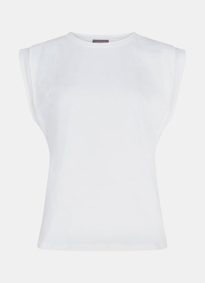 White Cotton Extended Shoulder T-Shirt