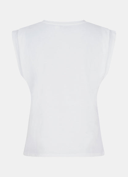 White Cotton Extended Shoulder T-Shirt