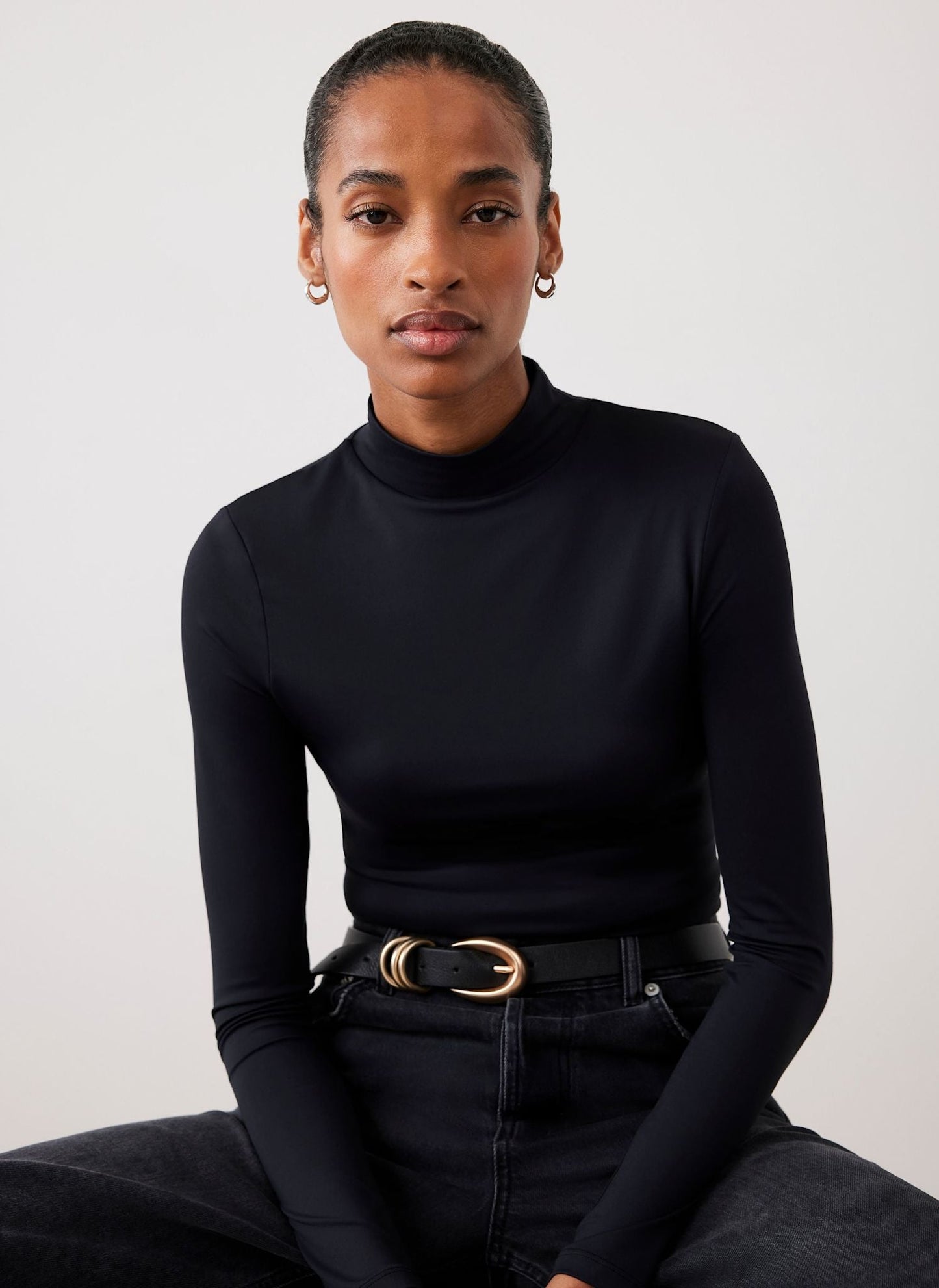 Black High Neck Layering Top