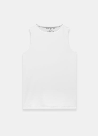 White Layering High Neck Vest