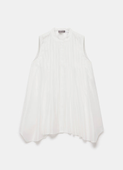 White Sheer Pleat Detail Top