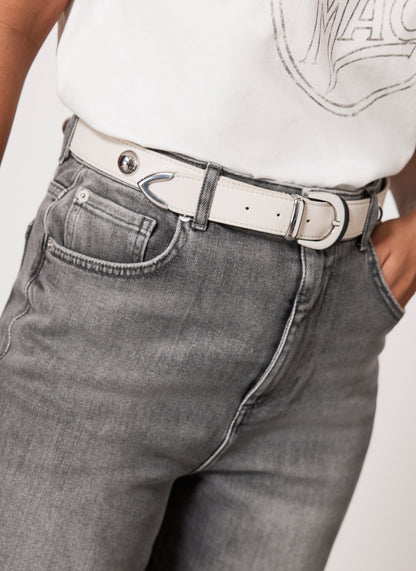 White Statement Leather Belt