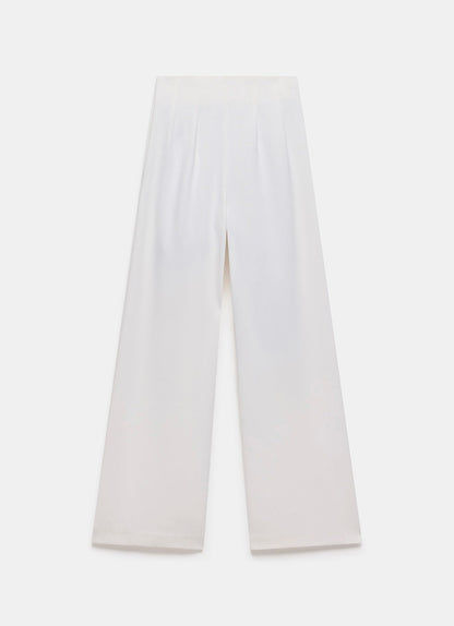 White Wide Leg Darted Trousers