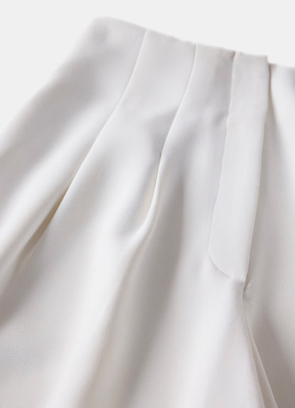 White Wide Leg Darted Trousers
