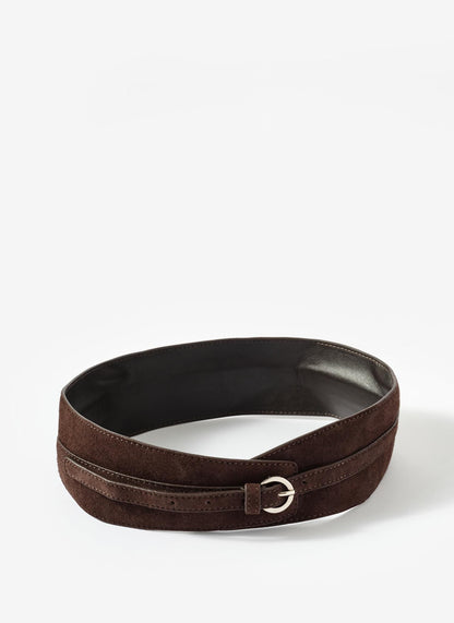 Brown Suede Wide Belt