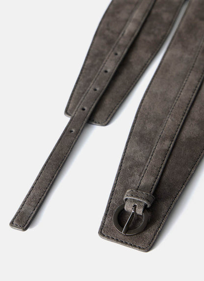 Grey Suede Wide Belt