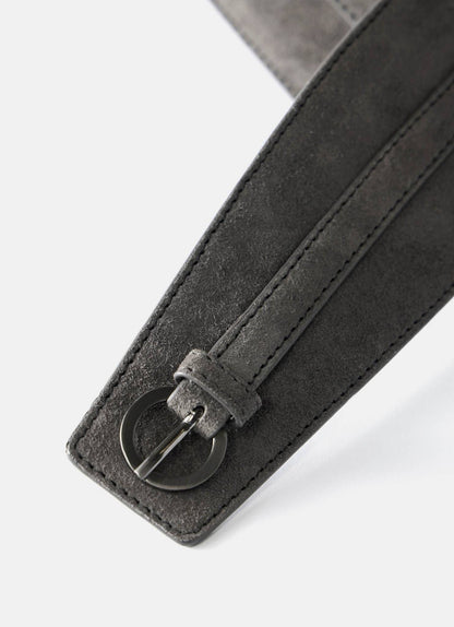 Grey Suede Wide Belt