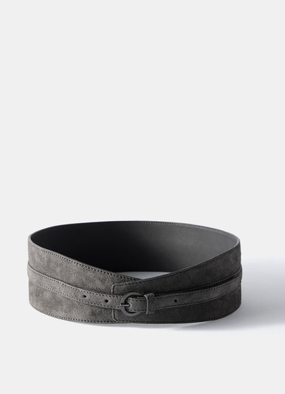 Grey Suede Wide Belt