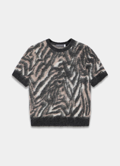 Neutral Zebra Knit Top