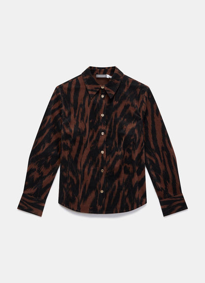 Brown Zebra Print Corduroy Shirt