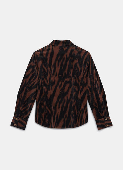 Brown Zebra Print Corduroy Shirt