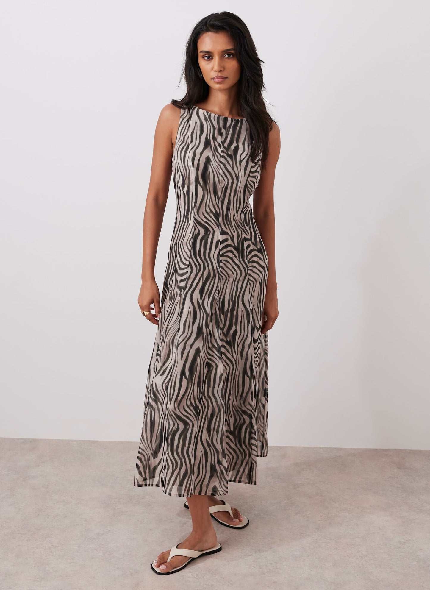 Black Zebra Print Maxi Dress