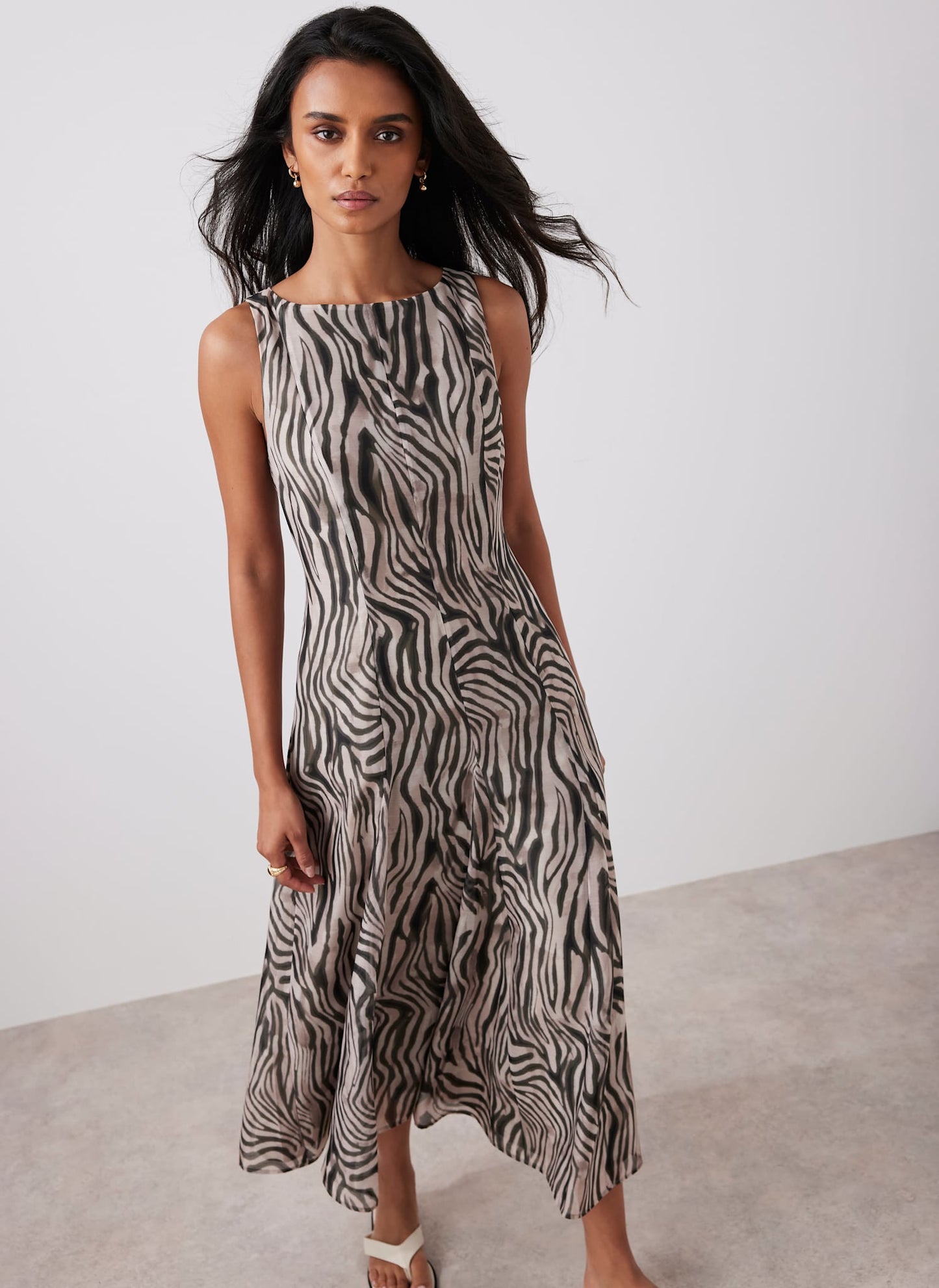 Black Zebra Print Maxi Dress