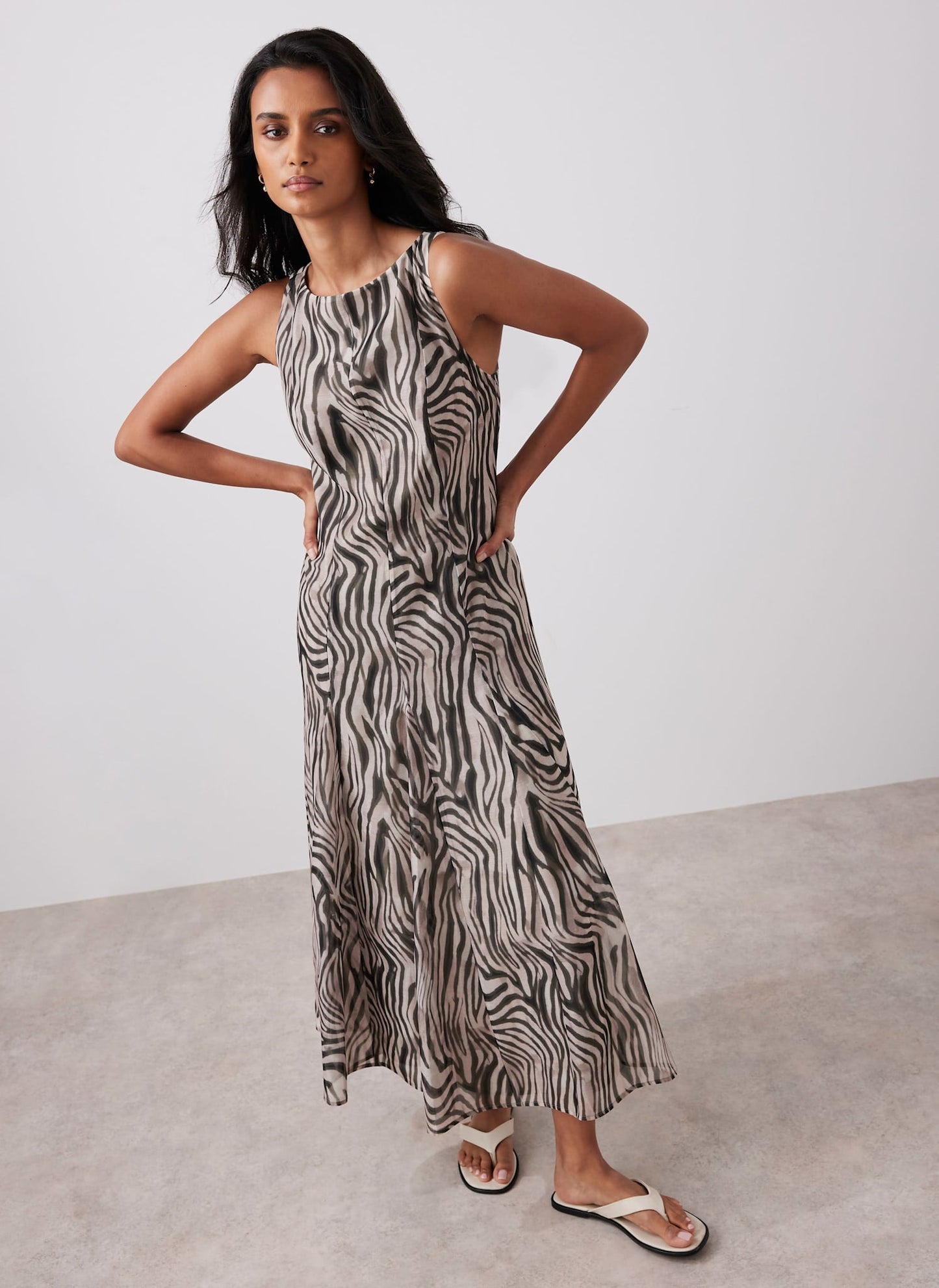 Black Zebra Print Maxi Dress