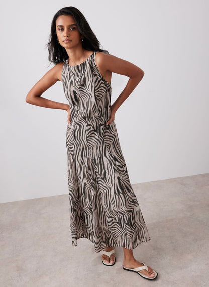 Black Zebra Print Maxi Dress