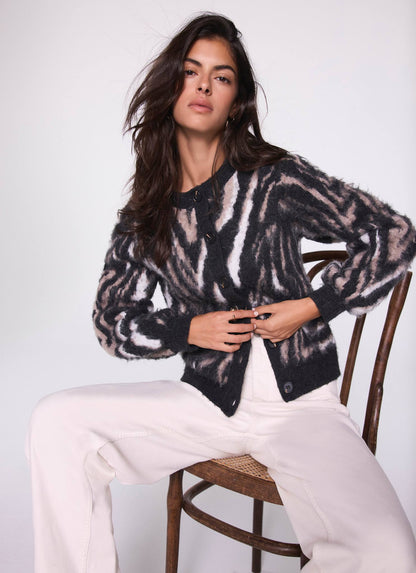 Neutral Zebra Knit Cardigan