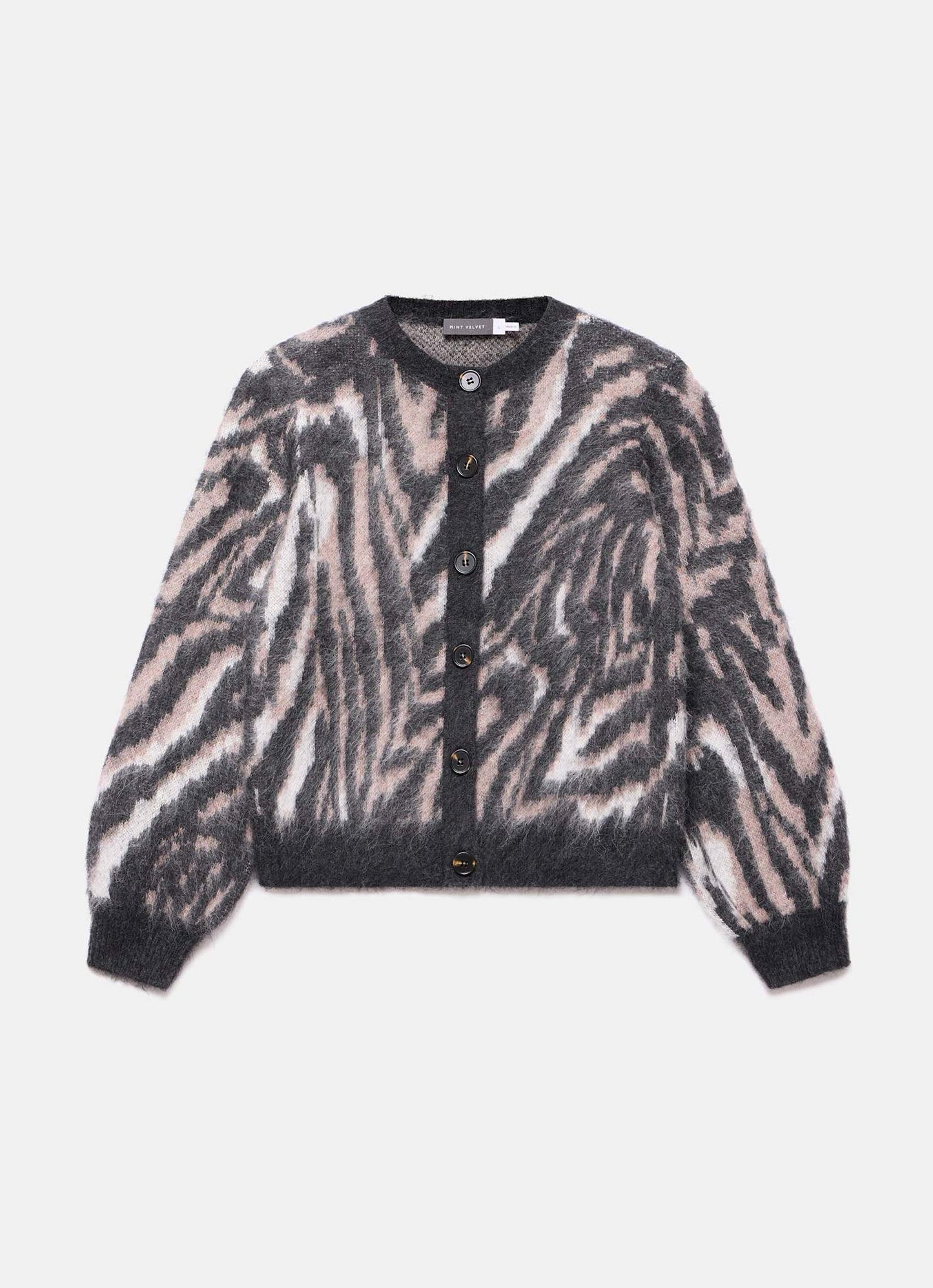 Neutral Zebra Knit Cardigan