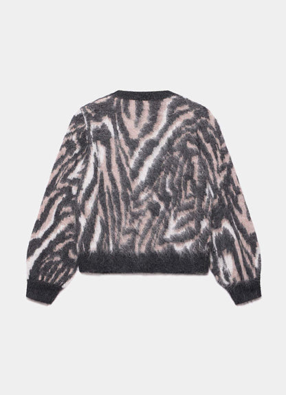 Neutral Zebra Knit Cardigan
