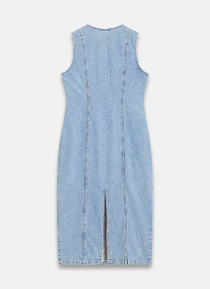 Light Indigo Denim Midi Dress