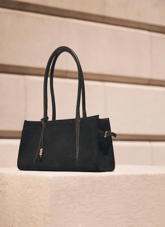 Zita Black Suede Shoulder Bag
