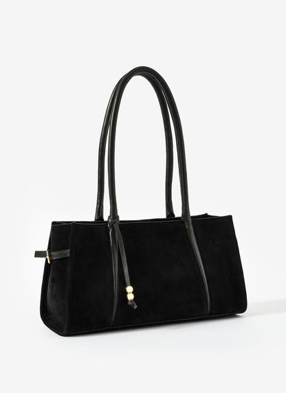 Zita Black Suede Shoulder Bag