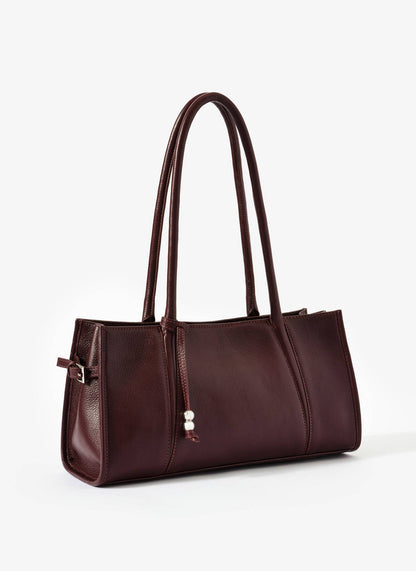 Zita Burgundy Leather Shoulder Bag